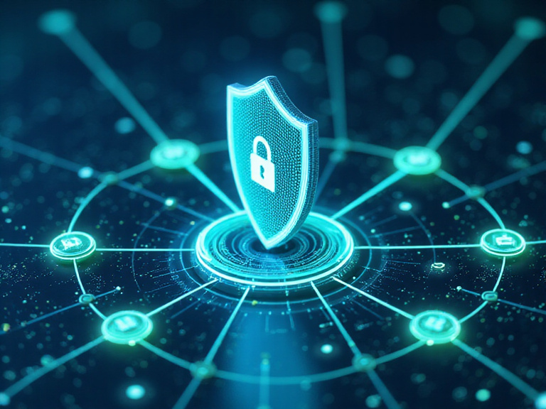 Data security illustration showing encrypted digital information